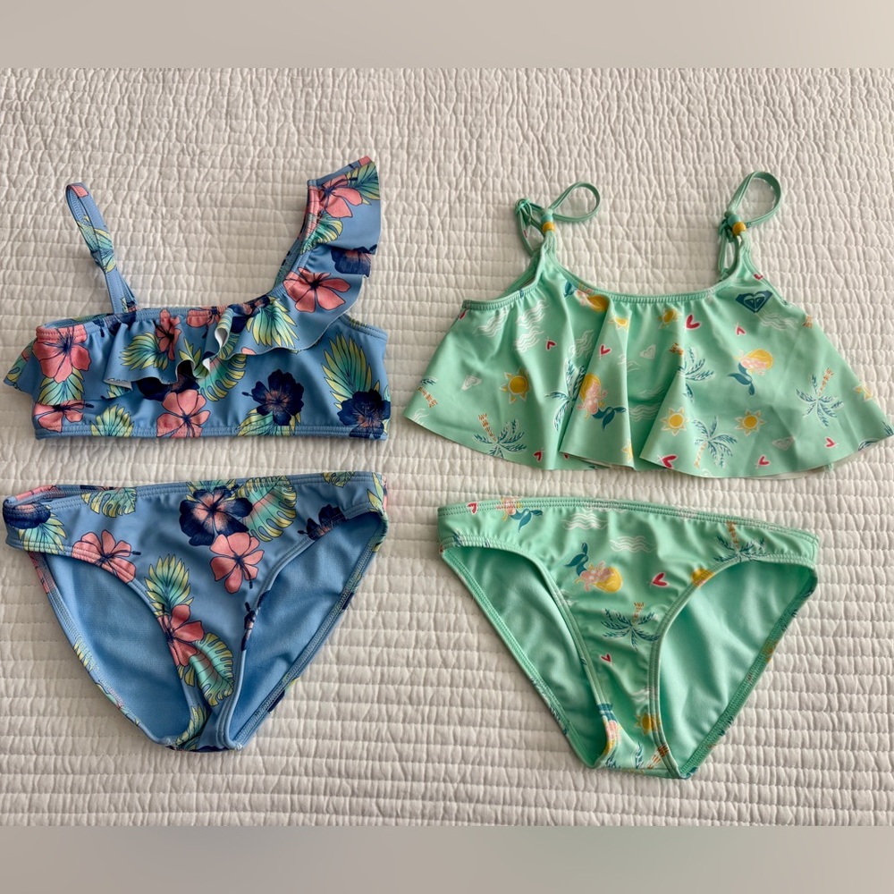 Roxy Kids Swim Bikinis - Blue and Green Floral